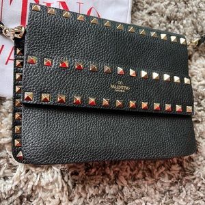 Valentino Garavani rockstud black leather crossbody handbag
